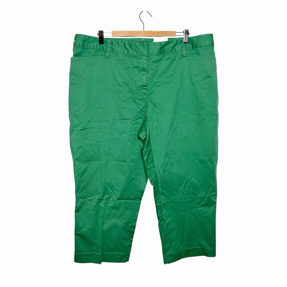 Lands End Chino Crop Pants Green Womens Size 20W Preppy Mid Rise Career Work